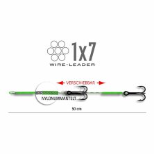Jenzi - 2 Triple-Hooks on 1x7 Wire Leader 50cm