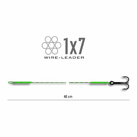 Jenzi - Triple-Hook on 1x7 Wire Leader (nylon coated) 40cm