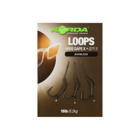 Korda - Loop Rigs DF Wide Gape Barbless 18lb/8,2kg