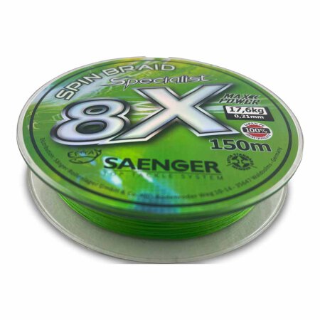 Sänger - 8 X Specialist Spin Braid Fluo Green 150m - 0,12mm/9,7kg