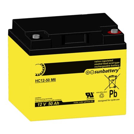 Sun Battery - 12V / 50 Ah Bleiakku - High Cycle (HC12-50 M6)