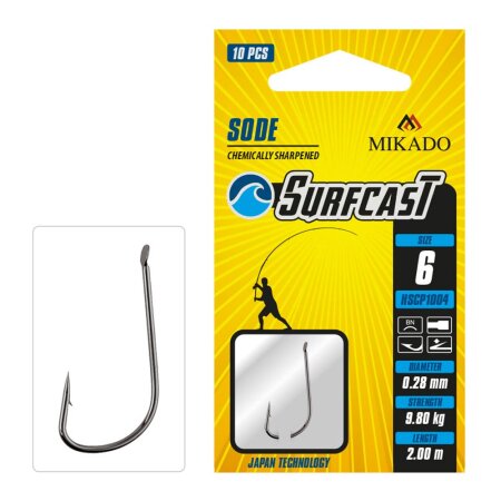 Mikado - Snelled Hooks Surfcast Sode 200cm - 0,28mm Size 6