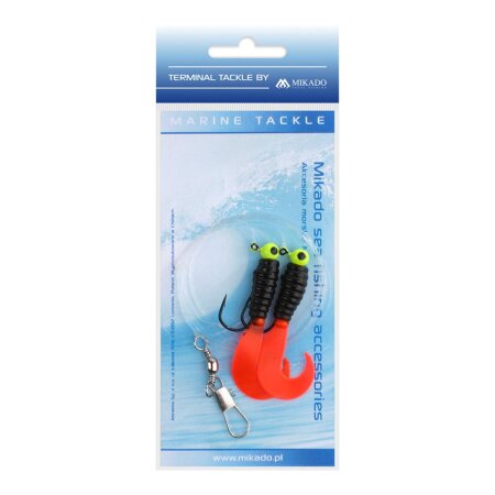 Mikado - Sea Set - Pilk Twist Jighead Rig 7.5cm-2X6g Set - Black and Red