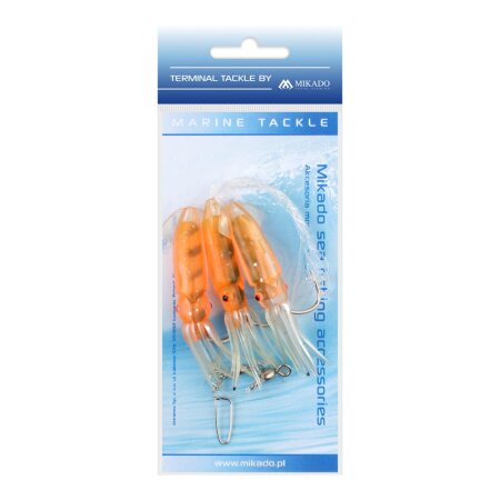 Mikado - Sea Set - Squid Rig 7.5cm Set 3X Size 4/0 - Orange