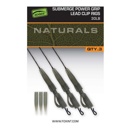 Fox - Edges Naturals Submerged Power Grip Lead Clip Rigs - 30lb