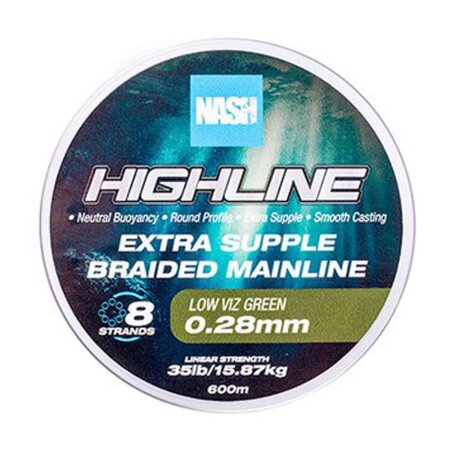 Nash - Highline Floating Braid Green 600m - 35lb 0,28mm