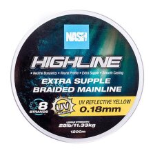 Nash - Highline Floating Braid UV Yellow 1200m - 30lb 0,24mm