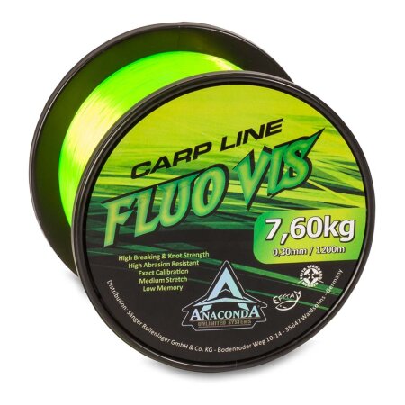 Anaconda - Fluovis Green Carp Line 1200m - 0,30mm 7,60kg