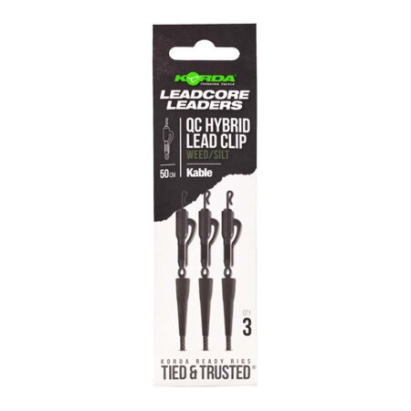 Korda - Kable Leadcore Leader Hybrid Lead Clip QC Swivel 50cm - Weed