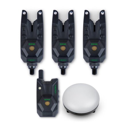 Sonik - Herox Bite Alarm Set inkl Bivvy Light - 3+1 (Red/Green/Blue)