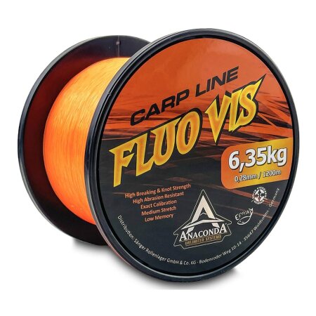 Anaconda - Fluovis Orange Carp Line 1200m - 0,26mm 5,25kg