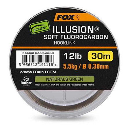Fox - Edges Illusion Soft Fluorocarbon Hooklink Naturals Green 30m - 12lb 5.5kg (0.30mm)