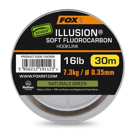 Fox - Edges Illusion Soft Fluorocarbon Hooklink Naturals Green 30m - 16lb 7.3kg (0.35mm)
