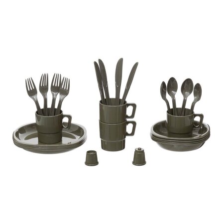 Max Fuchs - Camping Kunststoffgeschirr 26-teilig - Oliv