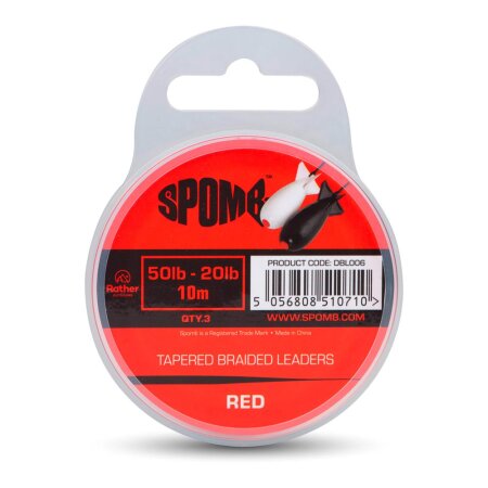 Spomb - Tapered Braided Leaders 50lb-20lb - Red