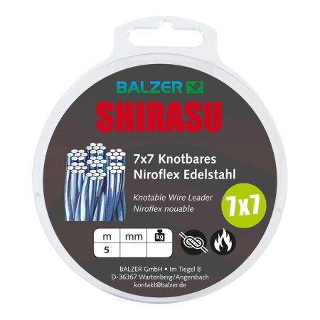 Shirasu - 7x7 Wire Leader to knot/heat 5m - 4kg