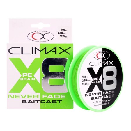 Climax - X8 Neverfade Baitcast chartreuse (Meterware)
